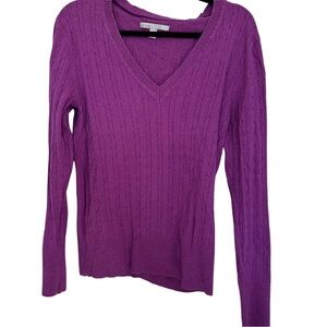 Old Navy Purple Cable Knit V-Neck Sweater